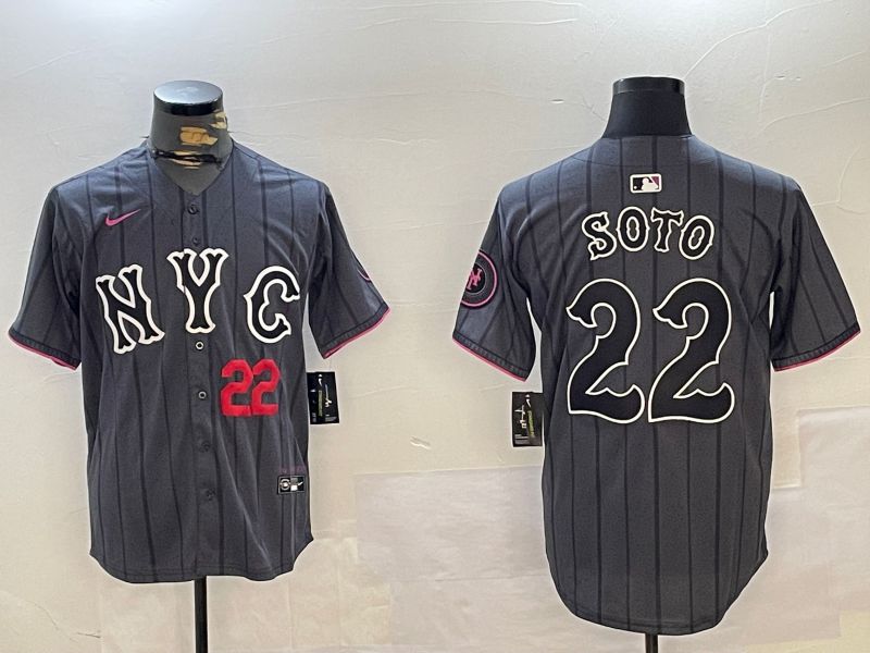 Men New York Mets #22 Soto Black City Edition 2024 Nike MLB Jersey style 5->women mlb jersey->Women Jersey